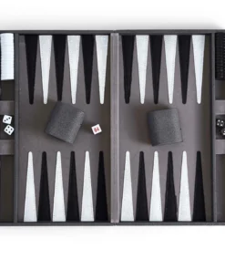 Two's Company GAMES & GADGETS SHAGREEN BACKGAMMON SET | GREY & BLACK