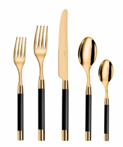Capdeco/BIA Cordon Bleu CONTY 5 PIECE FLATWARE | BLACK WOOD & 24K GOLD