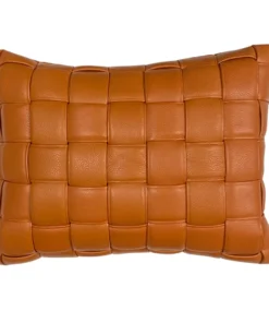 Koff THE HOME WOVEN LEATHER PILLOW | COGNAC | MEDIUM