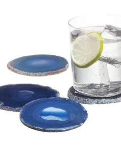 Olympus / Bartky Minerals WINE & BAR AGATE COASTER SET | BLUE