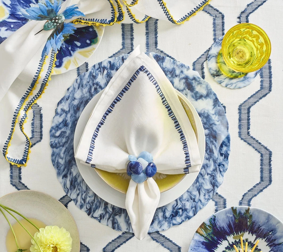 Kim Seybert THE TABLE SEA STONE NAPKIN RING SET 3 Kim Seybert THE TABLE SEA STONE NAPKIN RING SET