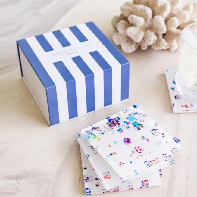 SUMMER HOSTESS GIFTS BEACH COASTER SET GRAY MALIN 2 SUMMER HOSTESS GIFTS BEACH COASTER SET GRAY MALIN