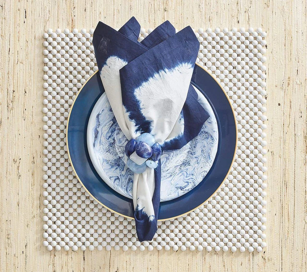 Kim Seybert THE TABLE SEA STONE NAPKIN RING SET 4 Kim Seybert THE TABLE SEA STONE NAPKIN RING SET